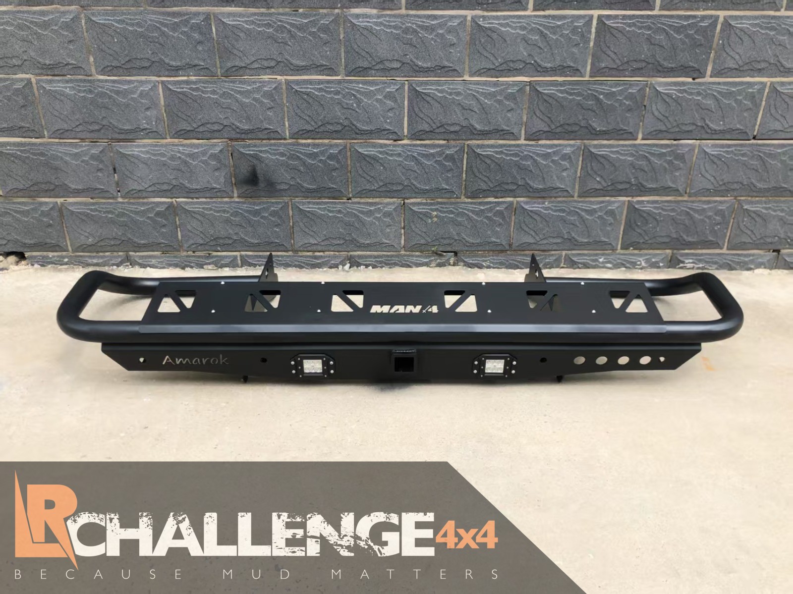 Heavy duty rear Bumper to fit VW Amarok 2009 – 2022 model with 2″ Hitch Receiver tow bar and rear body protector tubes.
